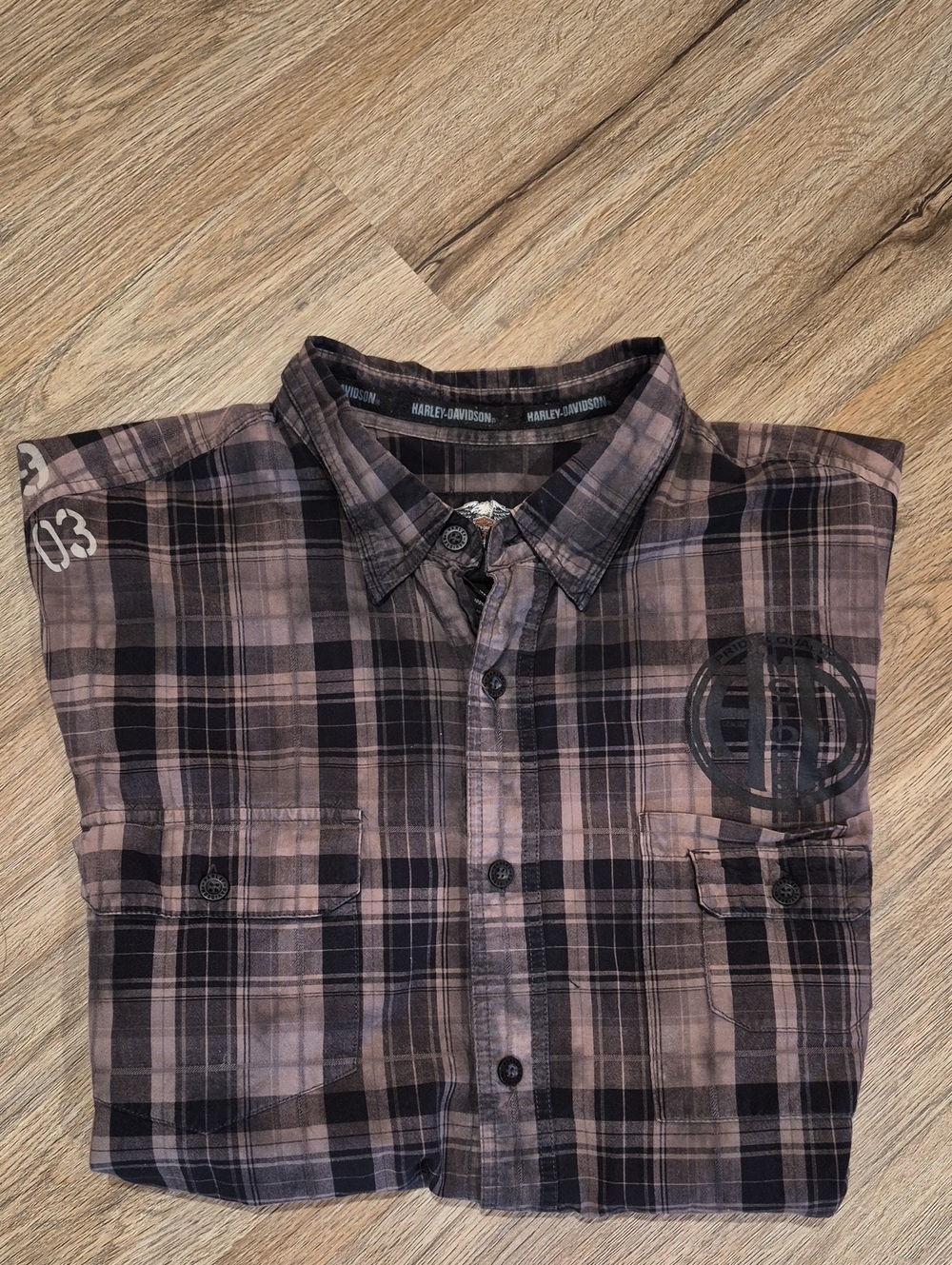 Harley-Davidson Men's Plaid Button-Down Shirt — Black & Brown